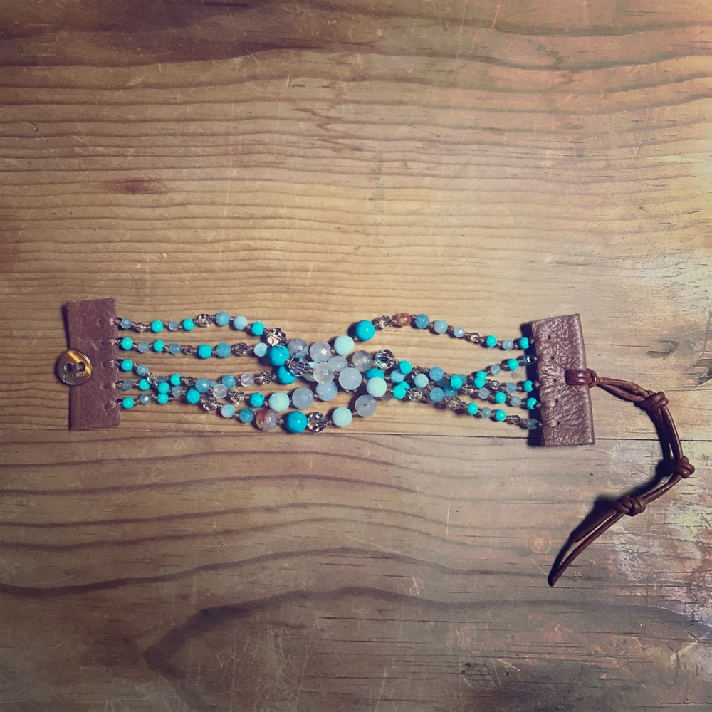 Chan Luu turquoise and crystal wrap bracelet